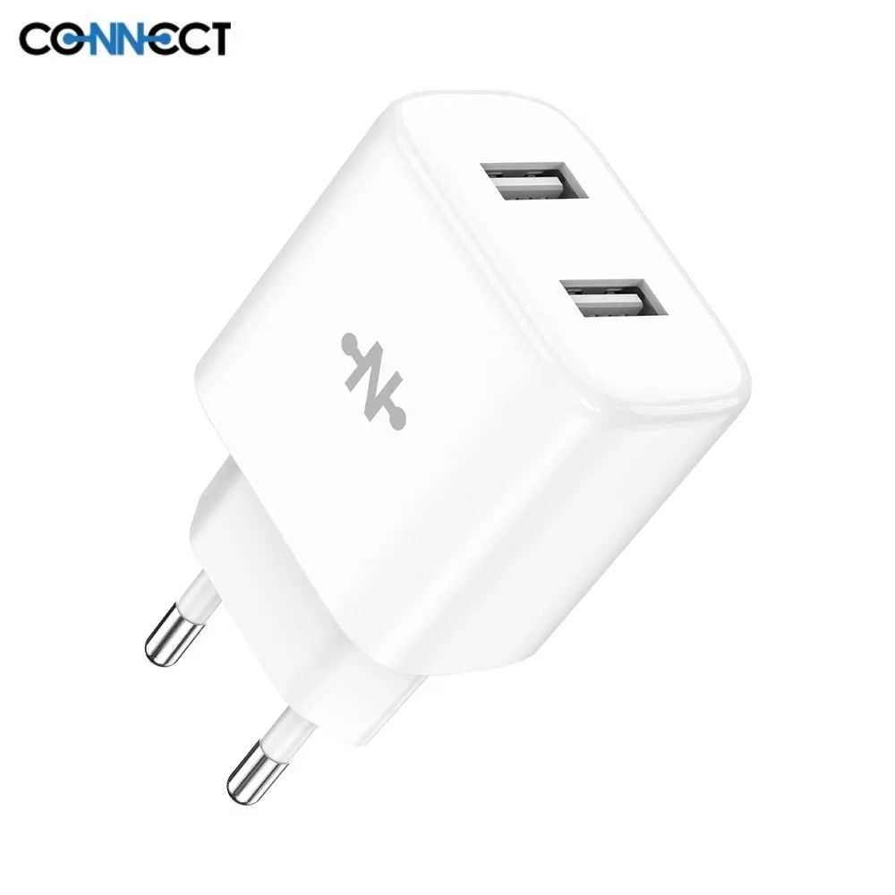 Pack Chargeur Secteur USB CONNECT (x2 USB) .5W 10.5W Bulk x10 Blanc — vue 2