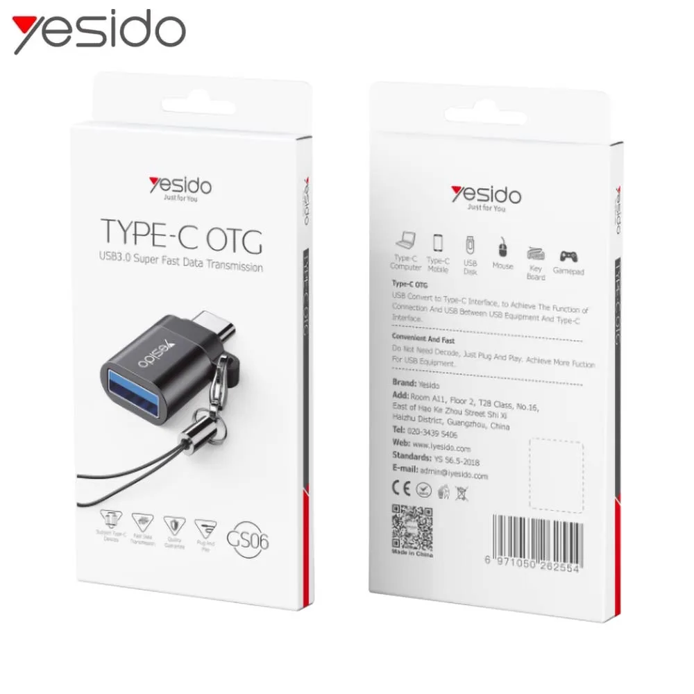 Adaptateur OTG USB Femelle vers USB-C Mâle Yesido GS06 — vue 3