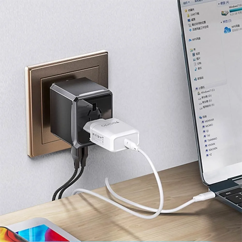 Adaptateur Secteur Universel Yesido MC10 4 en 1 Noir — vue 3