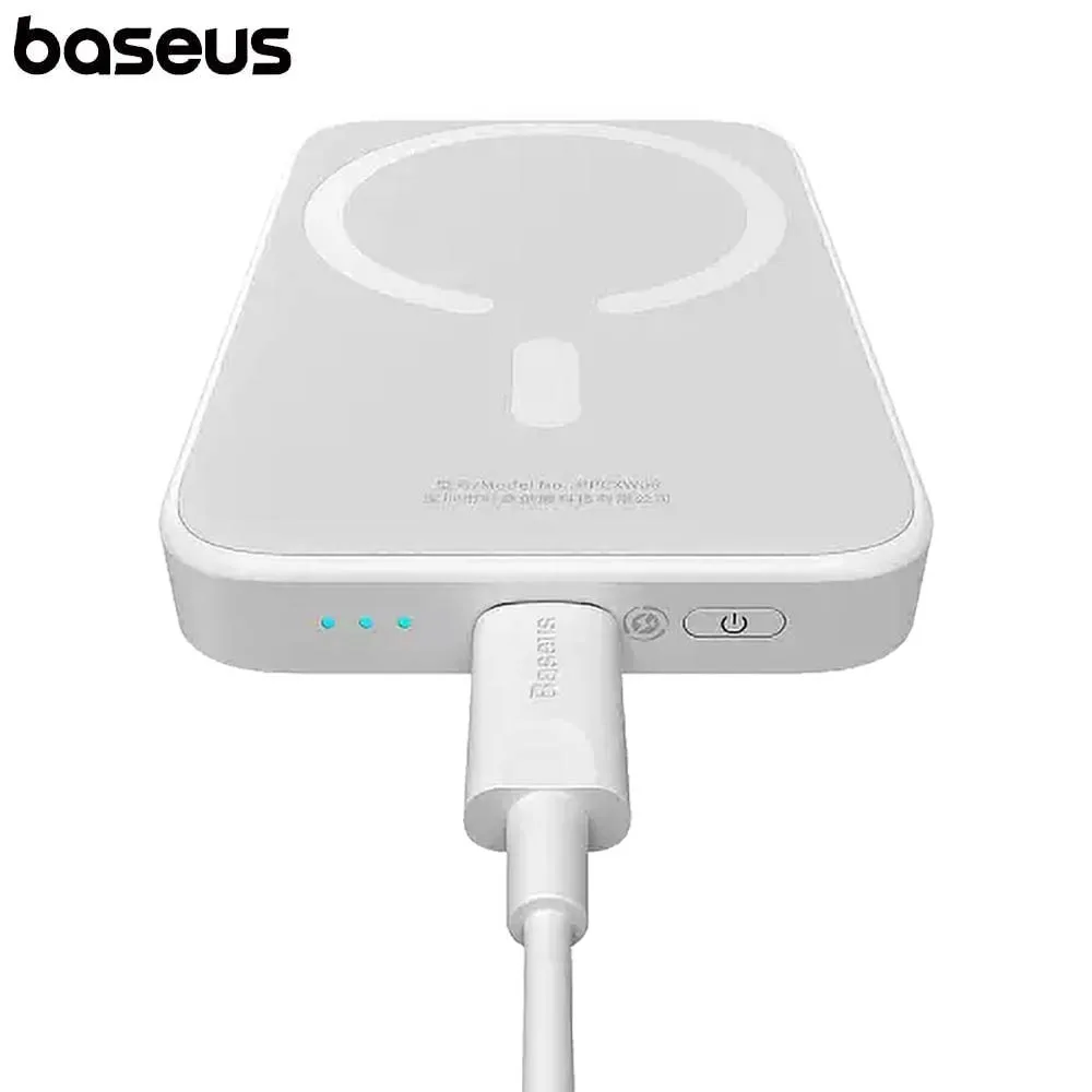 Batterie Externe Power Bank Sans Fil Magnétique Baseus PPCXW06 6000mAh 20W (avec Câble Type-C vers Type-C) PPCX020002 Blanc — vue 3