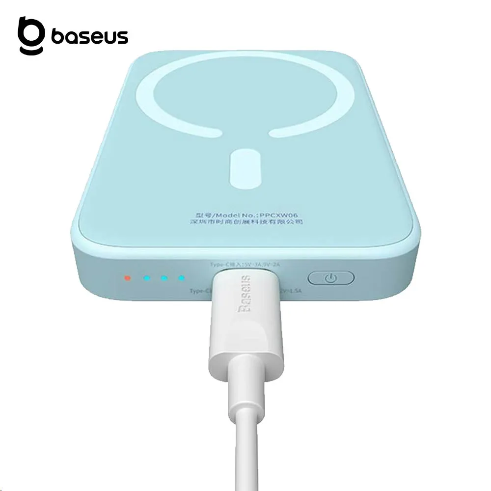 Batterie Externe Power Bank Sans Fil Magnétique Baseus PPCXW06 6000mAh 20W (avec Câble Type-C vers Type-C) PPCX020003 Bleu — vue 3