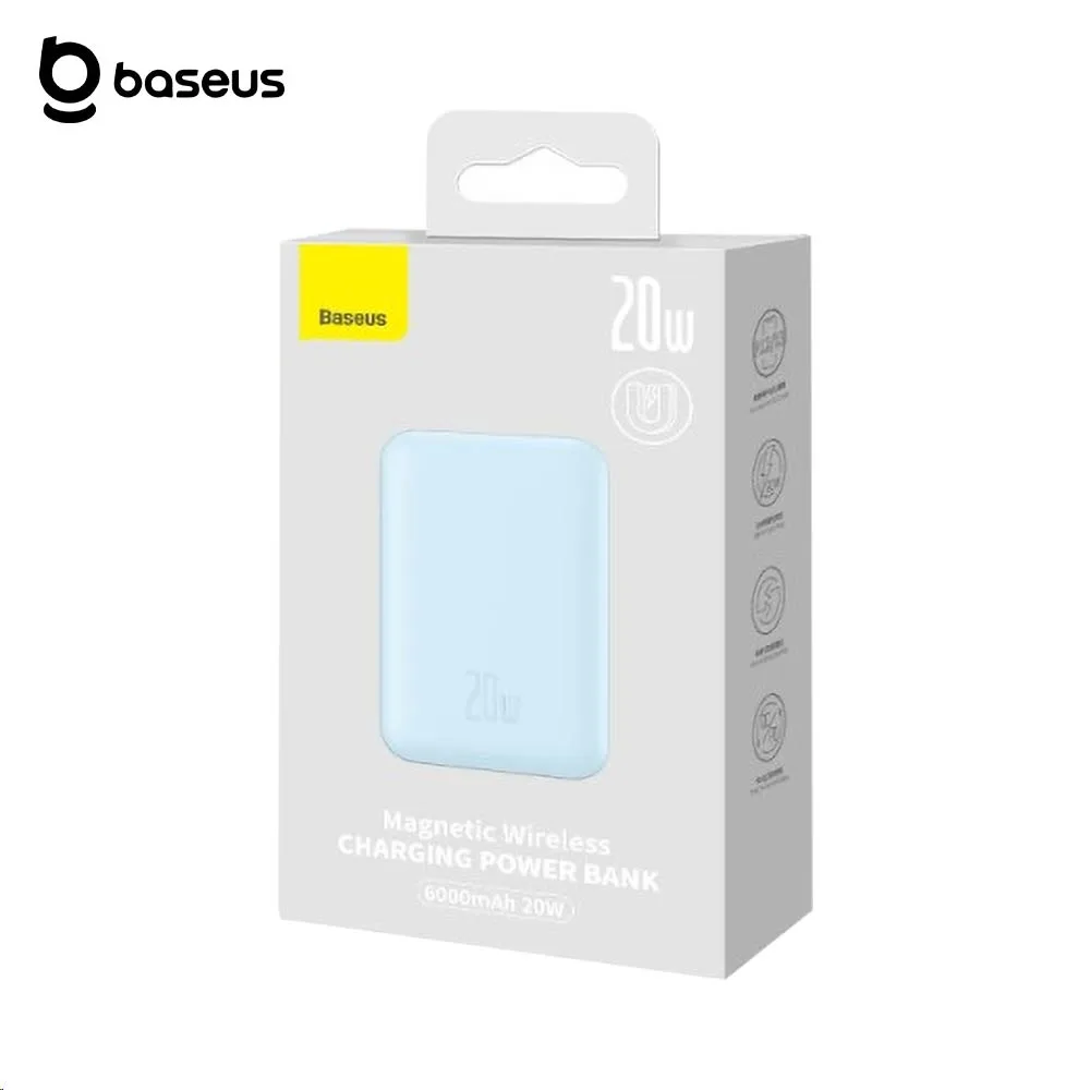 Batterie Externe Power Bank Sans Fil Magnétique Baseus PPCXW06 6000mAh 20W (avec Câble Type-C vers Type-C) PPCX020003 Bleu — vue 4