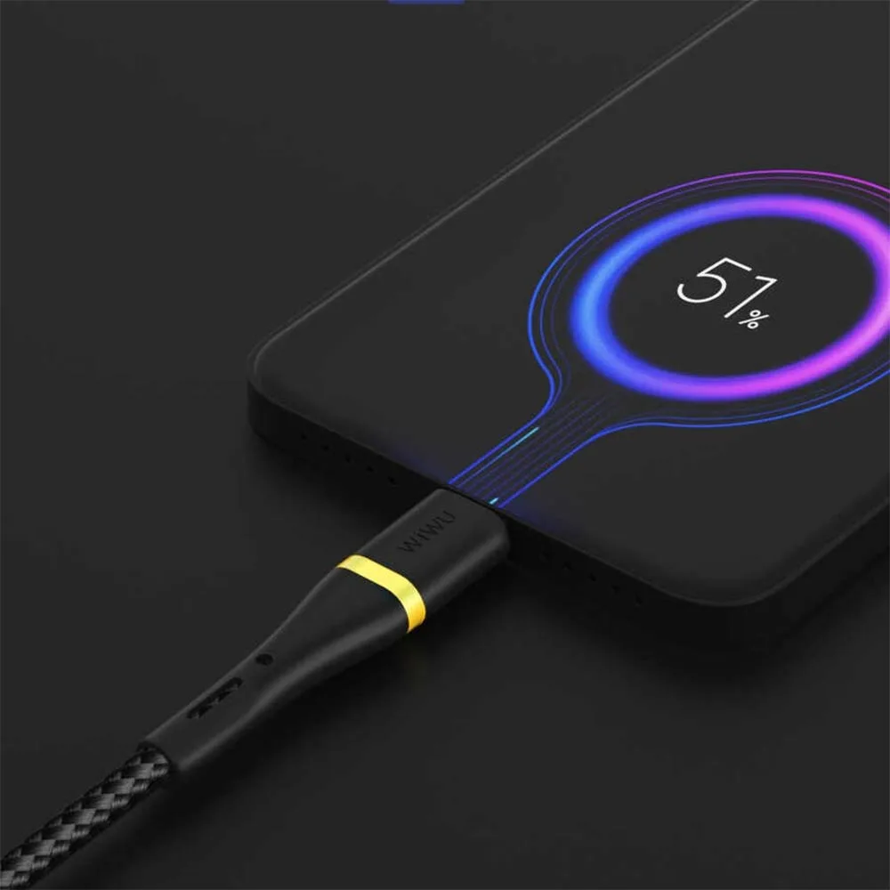 Câble Data Multi Wiwu USB + Type-C vers Lightning (1.2m) Noir — vue 3