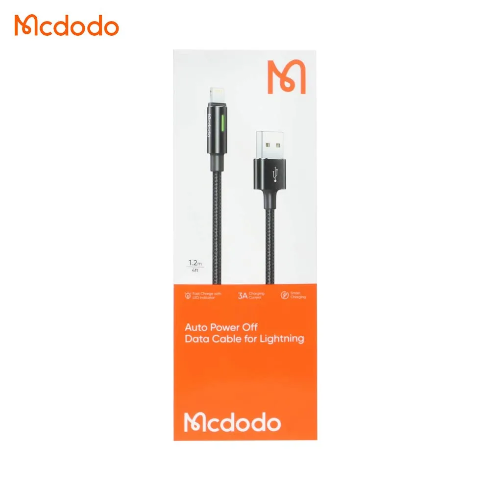 Câble Data USB vers Lightning Mcdodo (Mise Hors Tension Automatique et Indicateur LED) 1.2 m Noir — vue 3