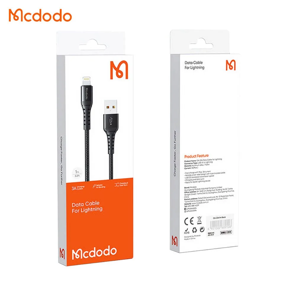 Câble Data USB vers Lightning Mcdodo 1m Noir — vue 3