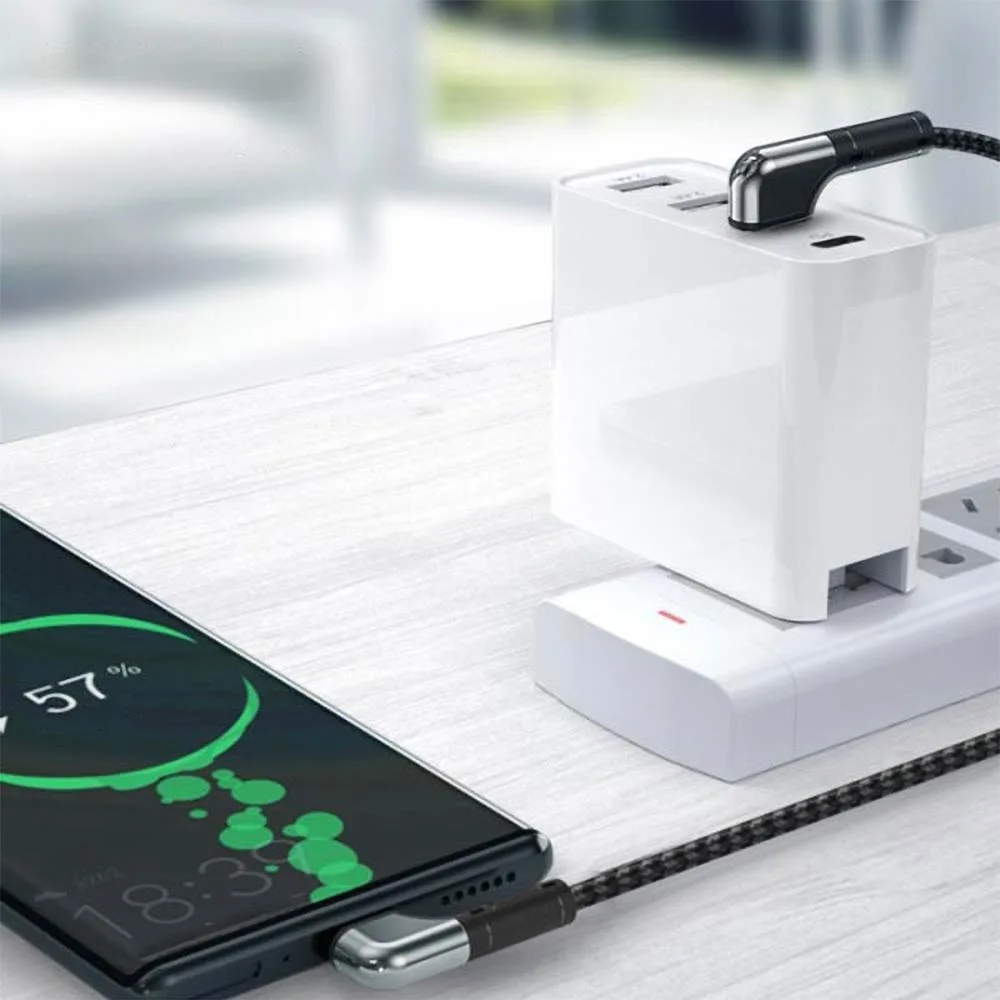 Câble Data USB vers Lightning Yesido CA81 90° (2m) Noir — vue 2
