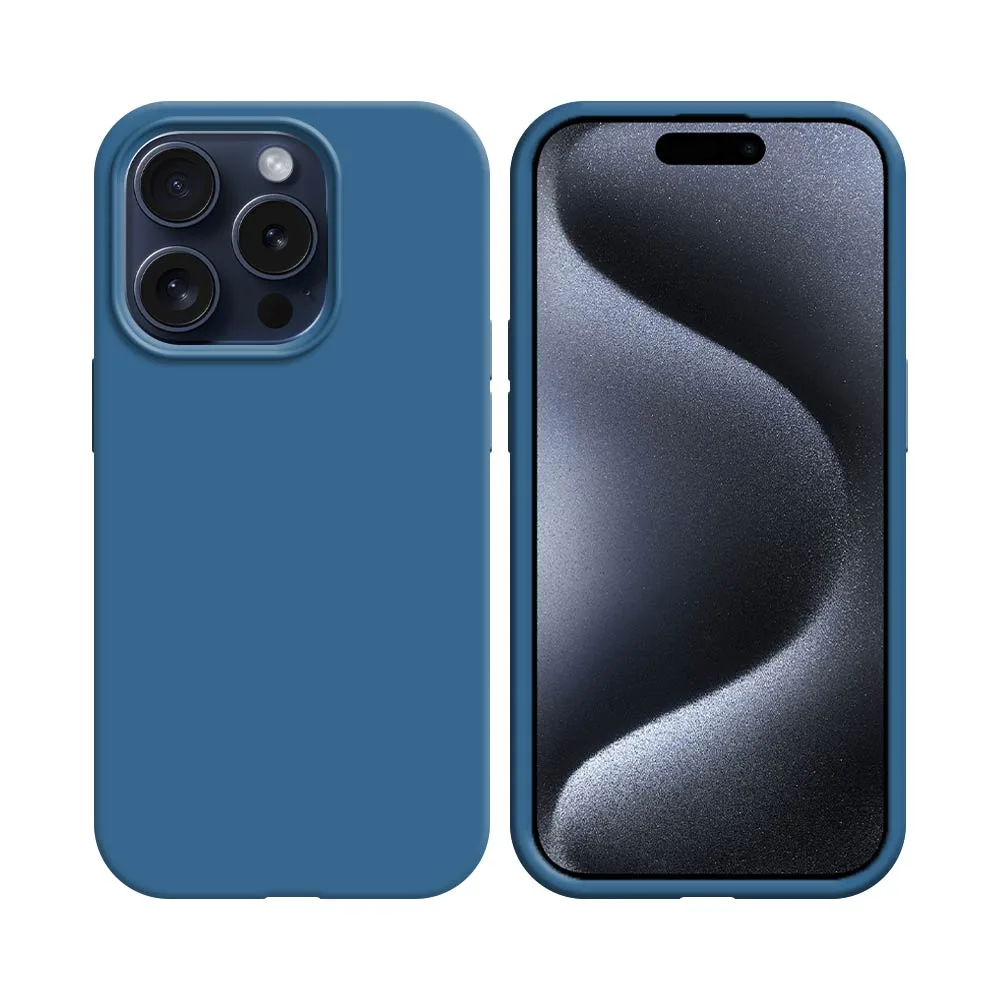 Pack de 10 Coques Silicone Compatible pour Apple iPhone 15 Pro Bulk Bleu Marine
