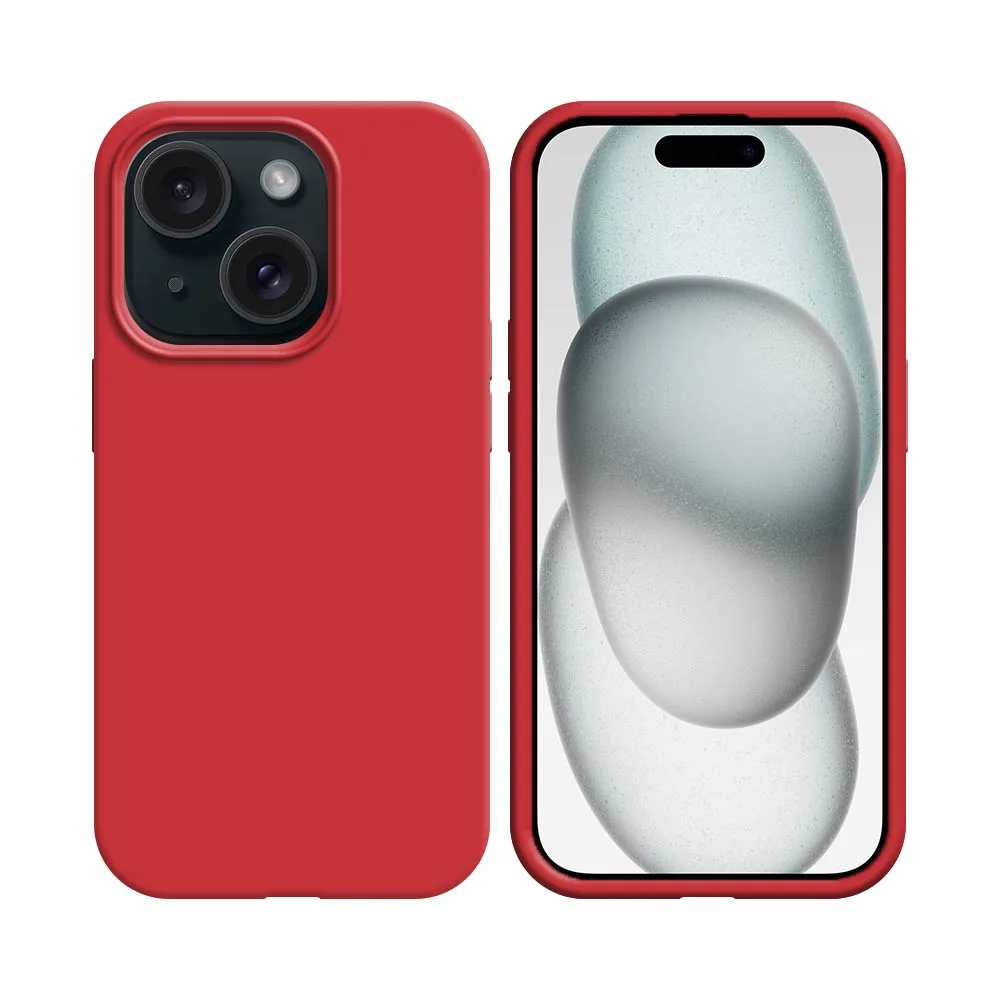 Pack de 10 Coques Silicone Compatible pour Apple iPhone 15 Bulk (#14) Rouge