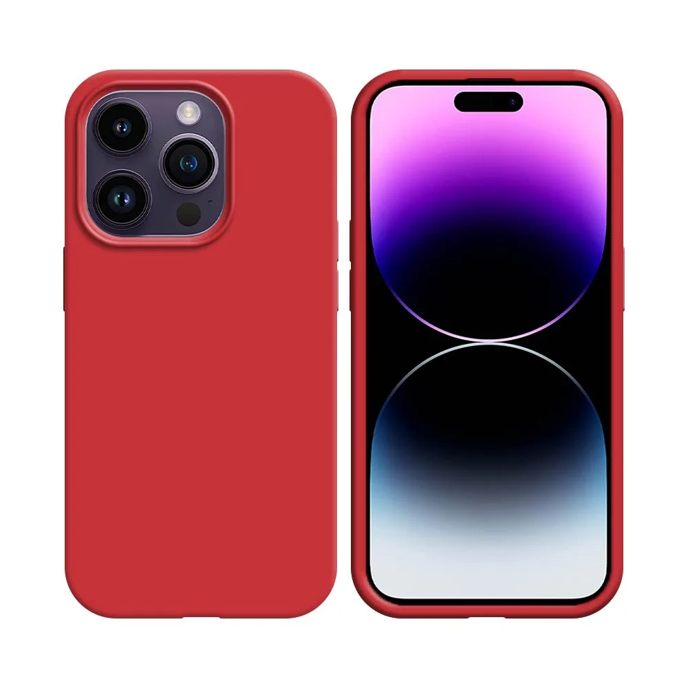Pack de 10 Coques Silicone Compatible pour Apple iPhone 14 Pro Max Bulk Rouge
