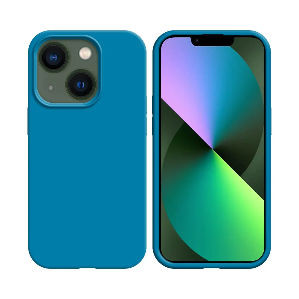 Pack de 10 Coques Silicone Compatible pour Apple iPhone 13 Bulk Bleu Ciel