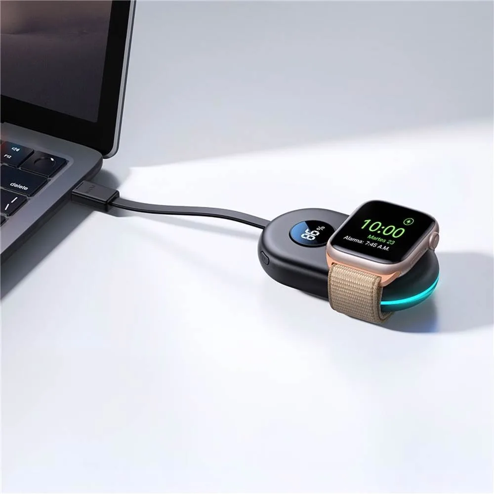 Chargeur Montre Connectée de Smartphone Foulard à Motif JOYROOM pour Apple Watch + Power Bank 2500mAh Noir — vue 2