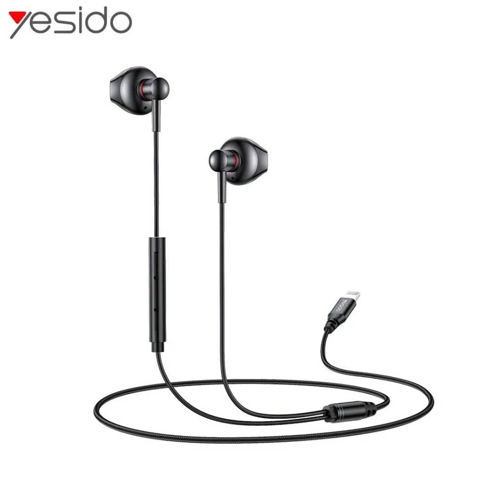 Écouteurs Filaires Lightning Yesido YH48 (sans Bluetooth) Noir