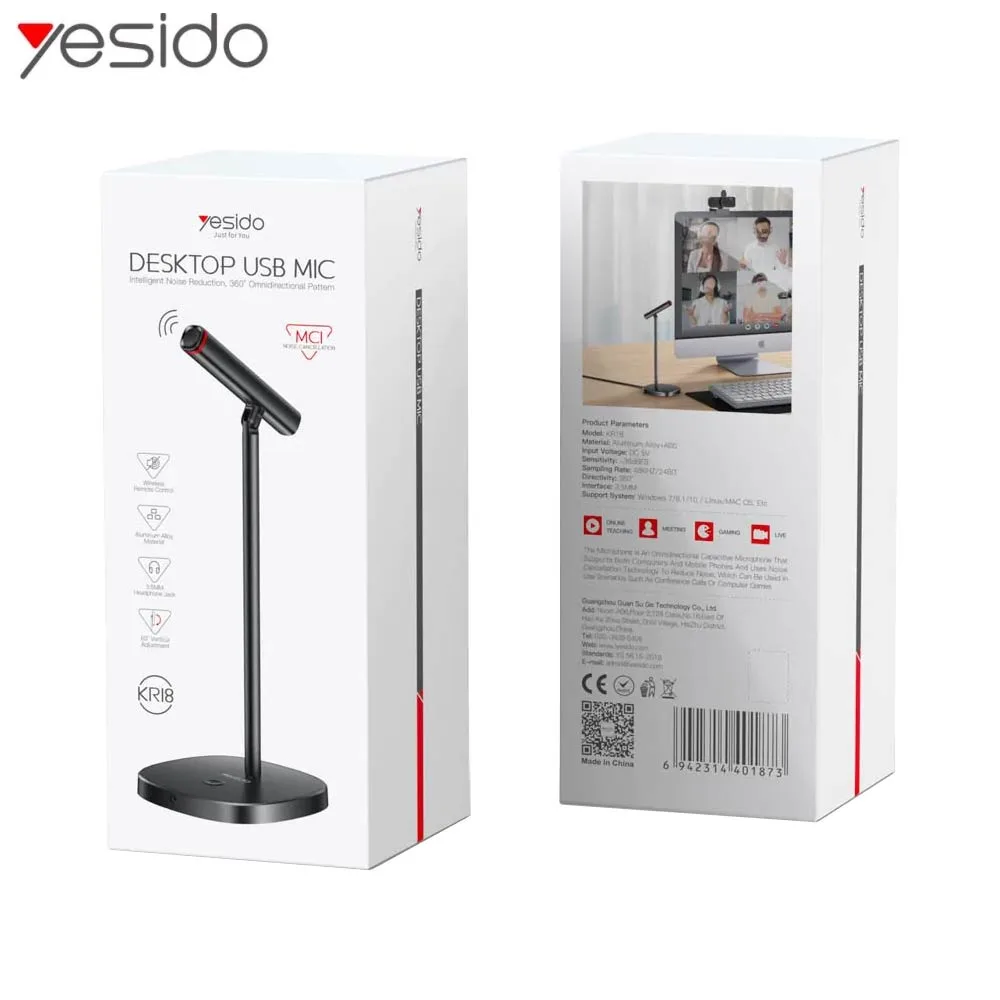 Micro Yesido KR18 de Bureau Noir — vue 3