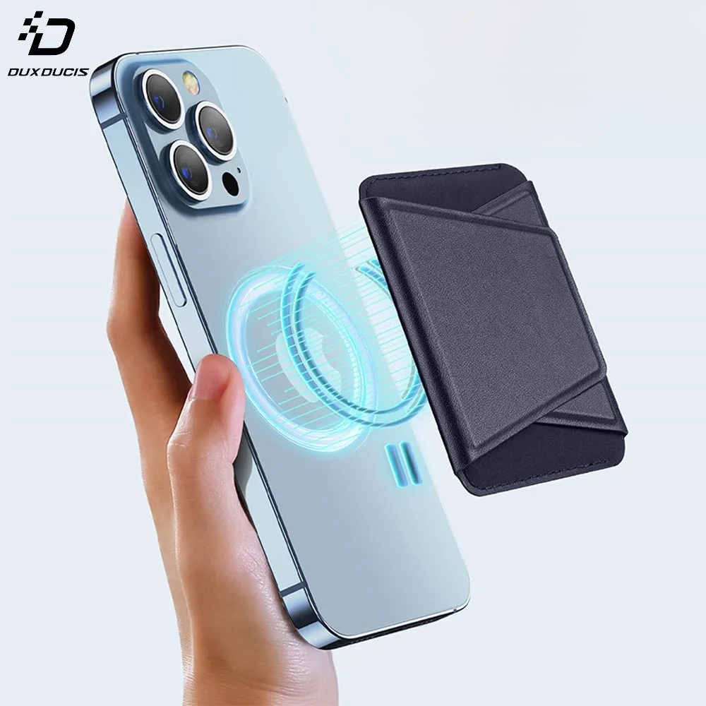 Support pour Smartphone Dux Ducis Magnetic Wallet Stand iPhone 12, 13, 14 & 15 Series avec MagSafe Bleu Marine — vue 4