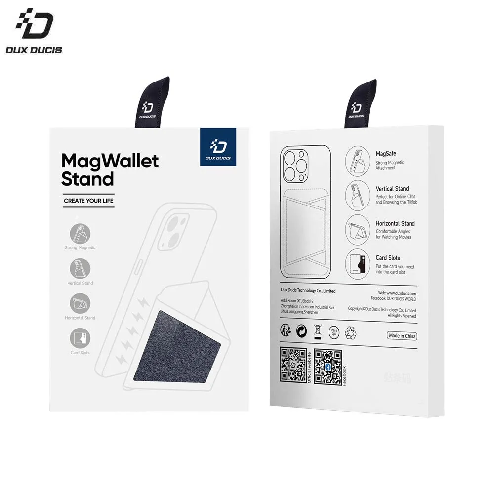Support pour Smartphone Dux Ducis Magnetic Wallet Stand iPhone 12, 13, 14 & 15 Series avec MagSafe Bleu Marine