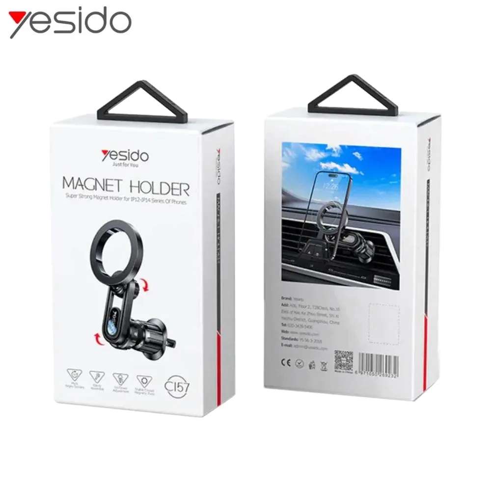 Support Smartphone Magnétique pour Voiture Yesido C157 MagSafe (Grille d'Aération) Noir — vue 3