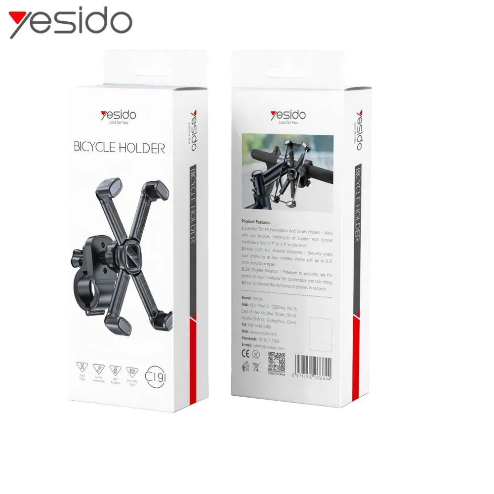 Support Smartphone pour Vélo Yesido C191 Noir — vue 3