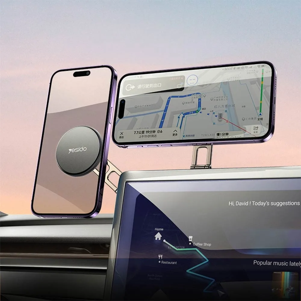 Support Smartphone Magnétique pour Voiture Yesido C199 MagSafe C199 Noir — vue 2