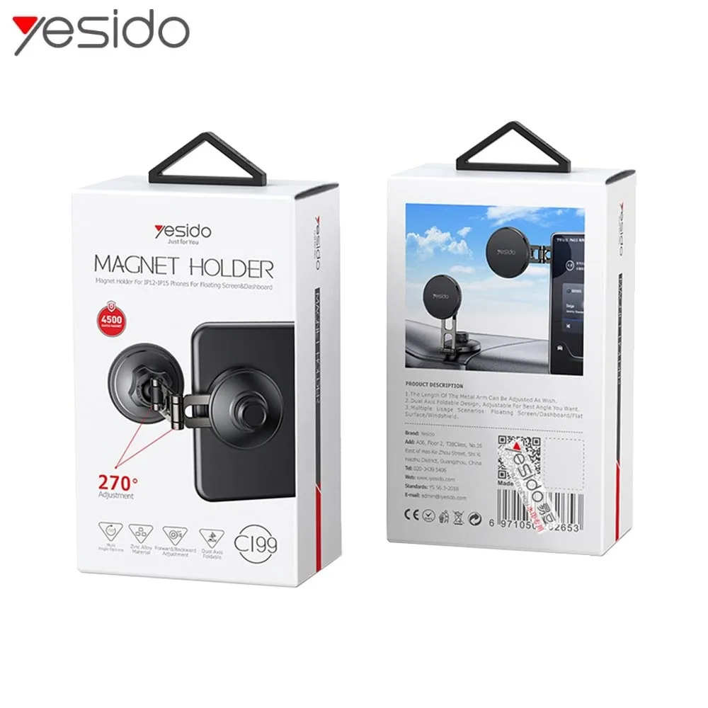 Support Smartphone Magnétique pour Voiture Yesido C199 MagSafe C199 Noir — vue 3