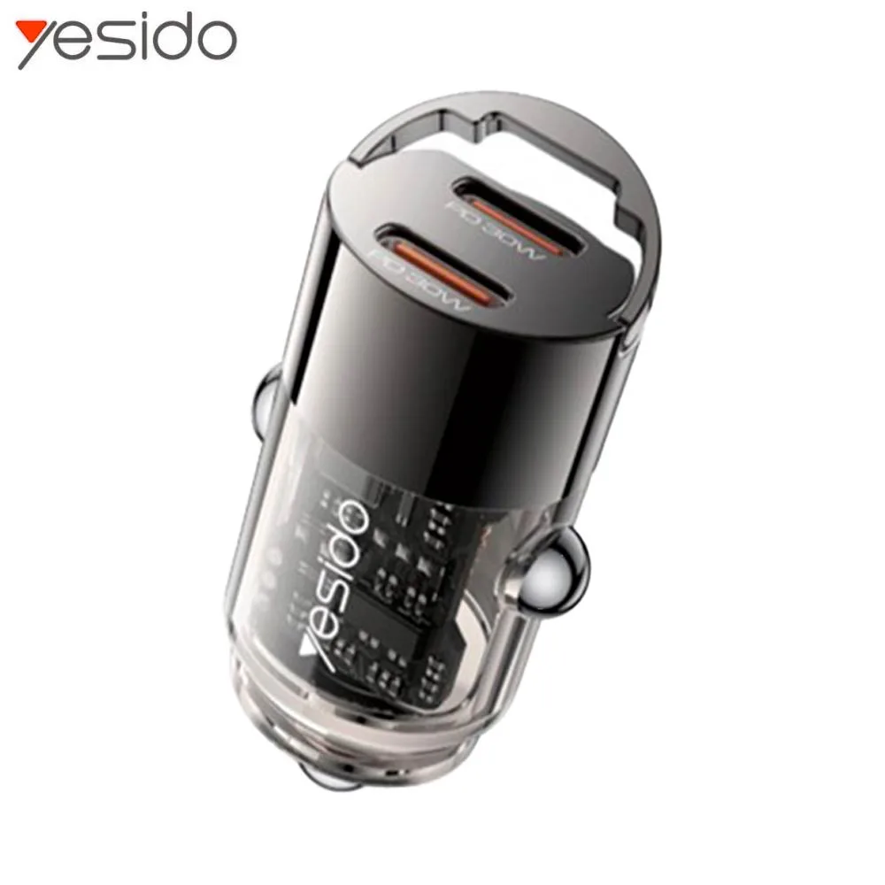 Chargeur Allume-Cigare Yesido Y69 SUPER FAST (2x Type-C PD30W) Noir