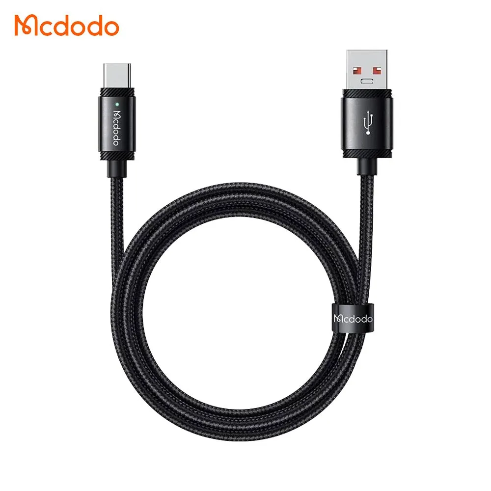 Câble Data USB vers USB-C Mcdodo 120W (avec LED) 1.5m Noir — vue 3