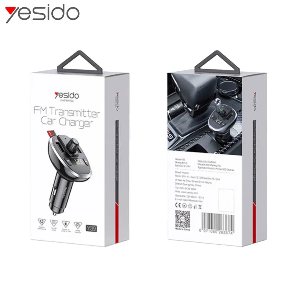 Transmetteur FM Bluetooth & Chargeur Voiture Yesido Y39 — vue 3
