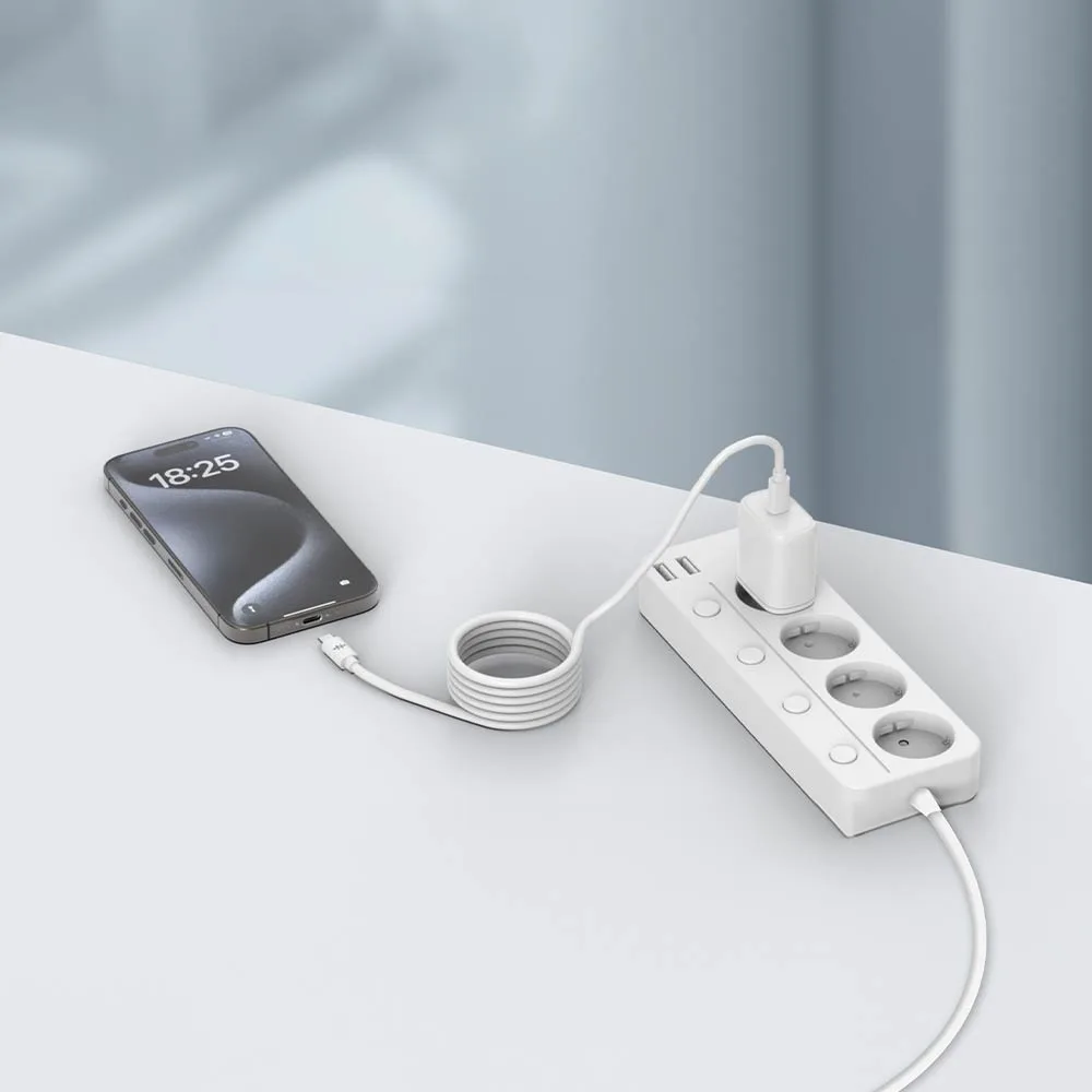 Câble Data USB-C vers USB-C CONNECT 60W Magnétique (1m) Blanc — vue 2