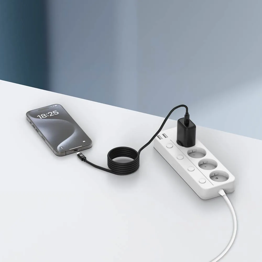 Câble Data USB-C vers USB-C CONNECT 60W Magnétique (1m) Noir — vue 2