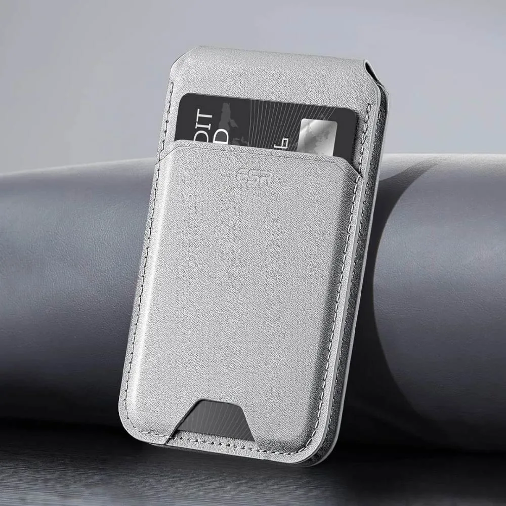 Porte-Cartes MagSafe ESR Vegan Leather Wallet Stand (HaloLock) Gris — vue 3