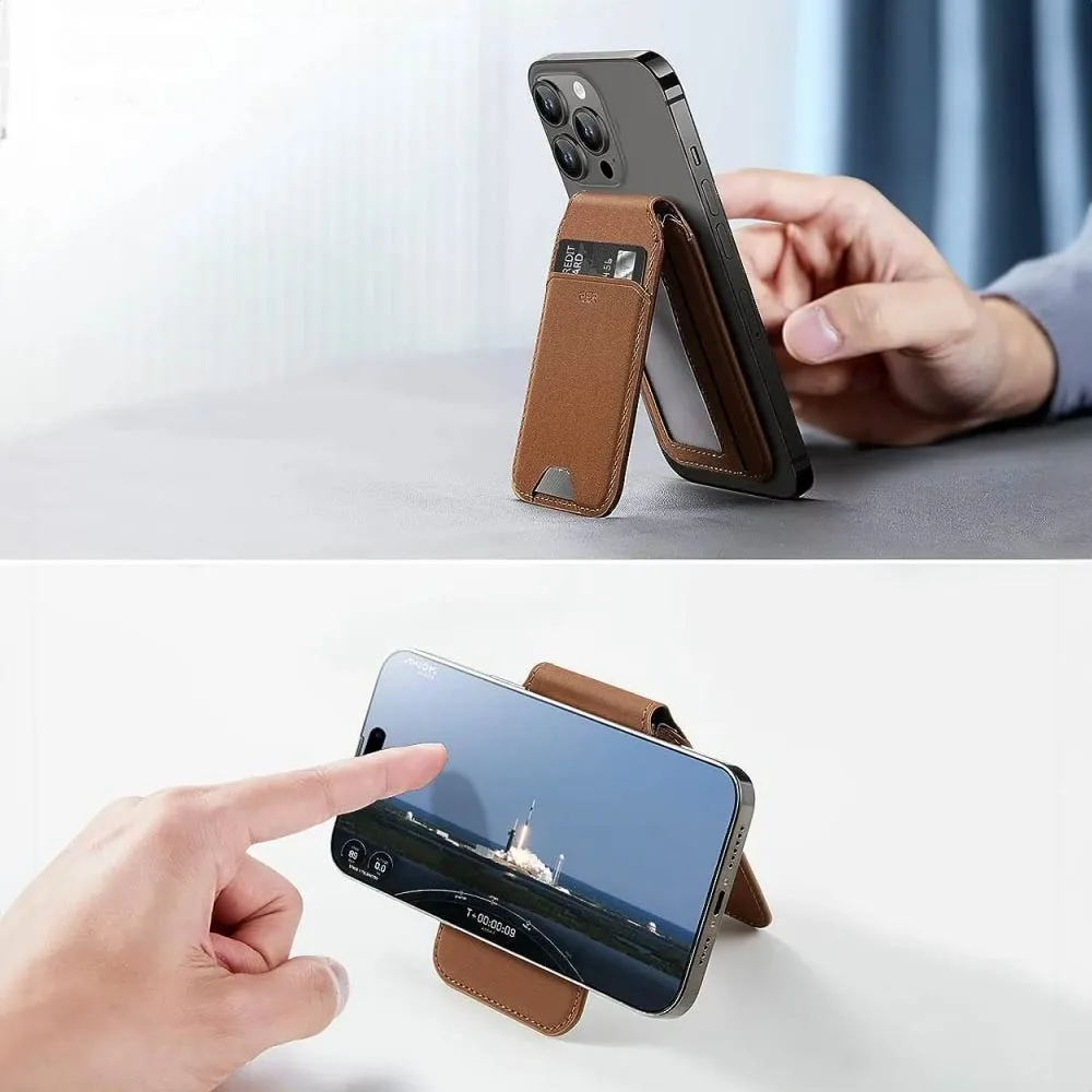 Porte-Cartes MagSafe ESR Vegan Leather Wallet Stand (HaloLock) Marron — vue 2