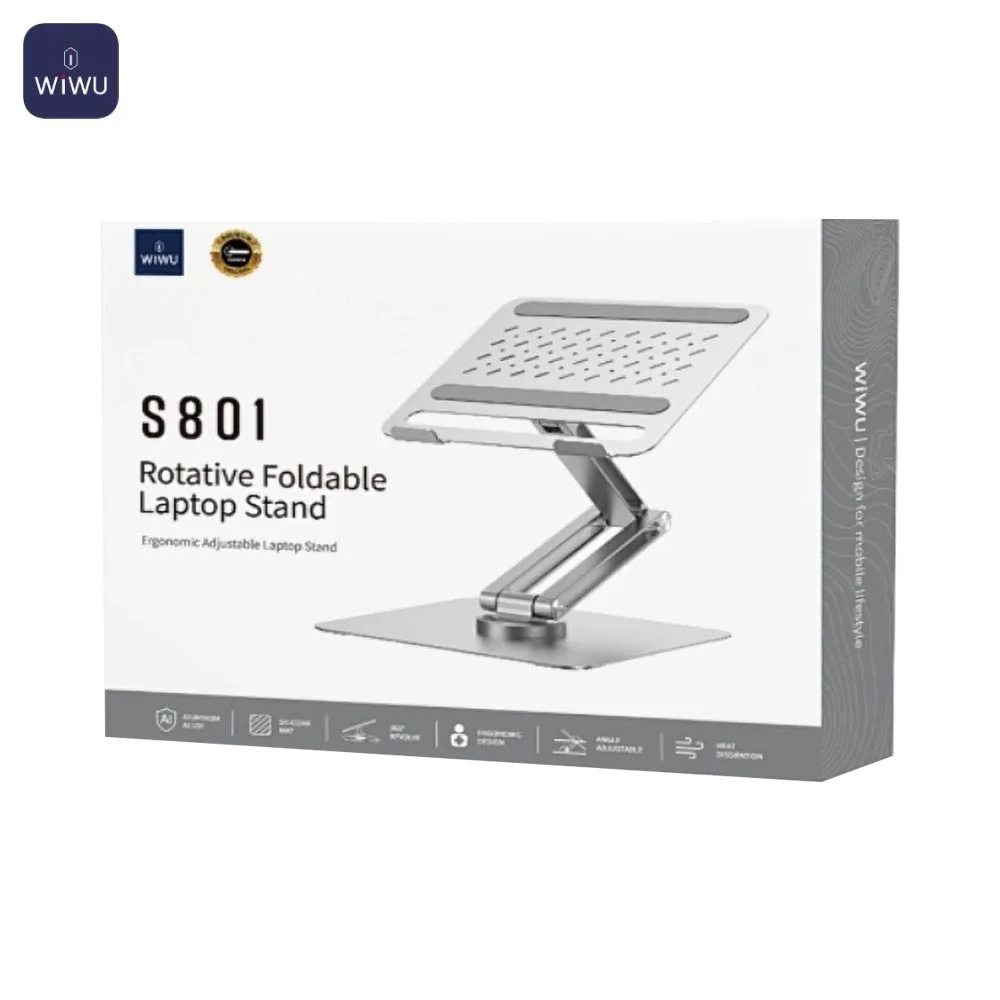 Support pour Ordinateur Portable Wiwu S801 Rotatif & Pliable Argent — vue 3
