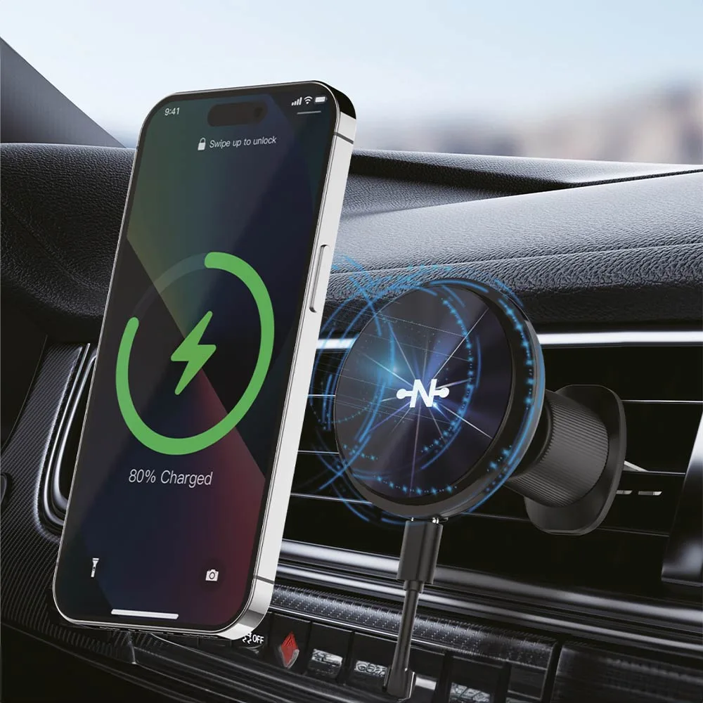 Support Smartphone Chargeur à Induction pour Voiture CONNECT 15W Noir