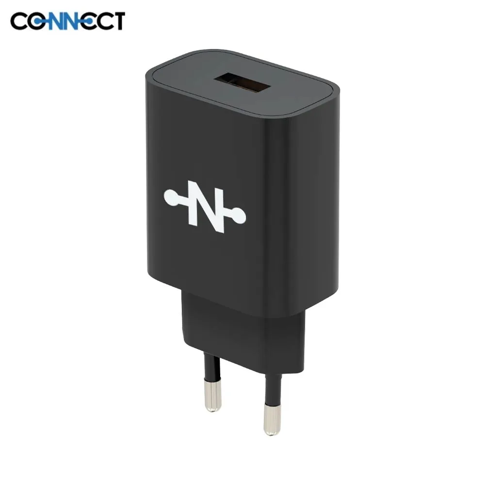 Chargeur Secteur USB CONNECT Charge Rapide 18W QC3.0 Noir — vue 3