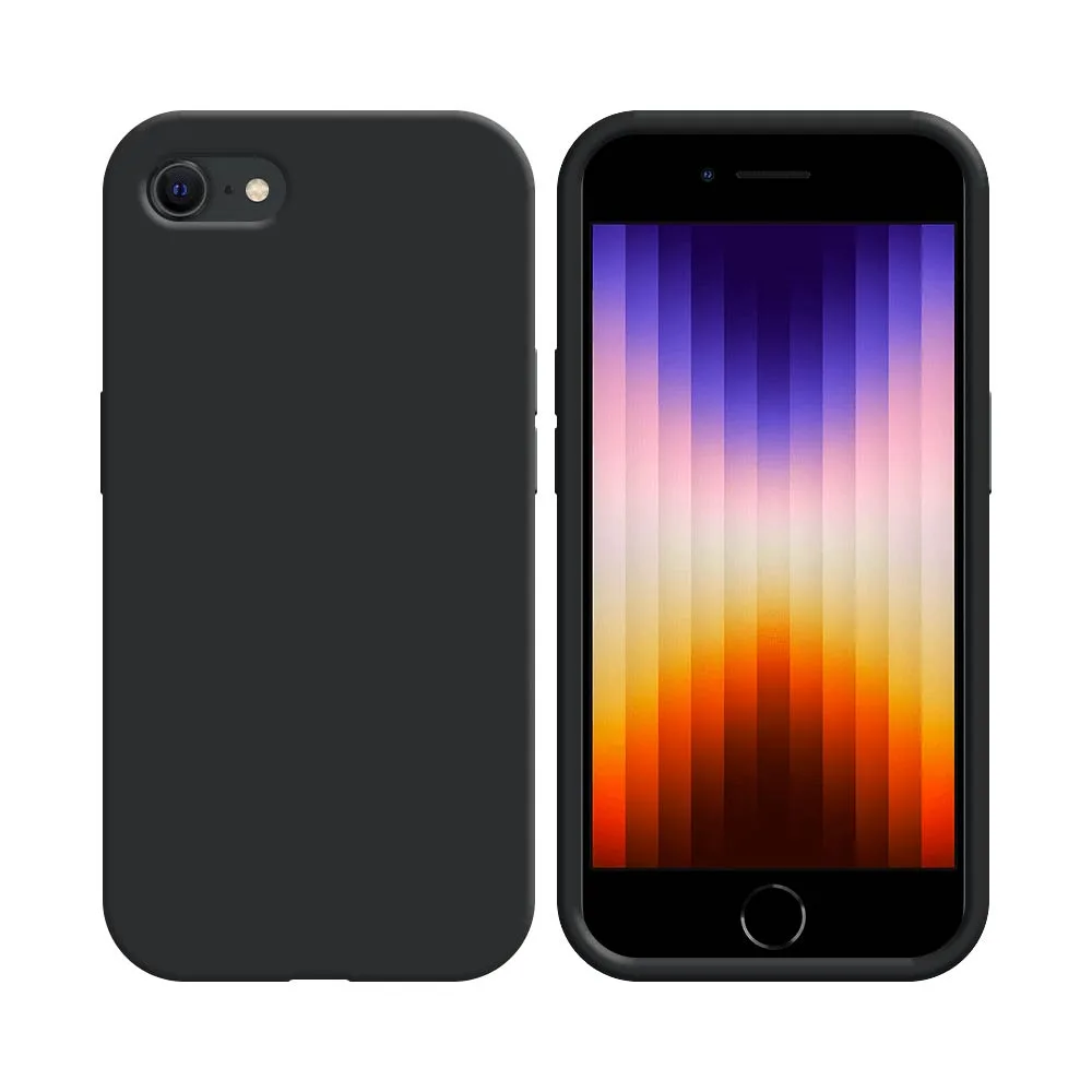Coque Silicone Compatible pour Apple iPhone 7, 8, SE 2 & SE 3 Noir