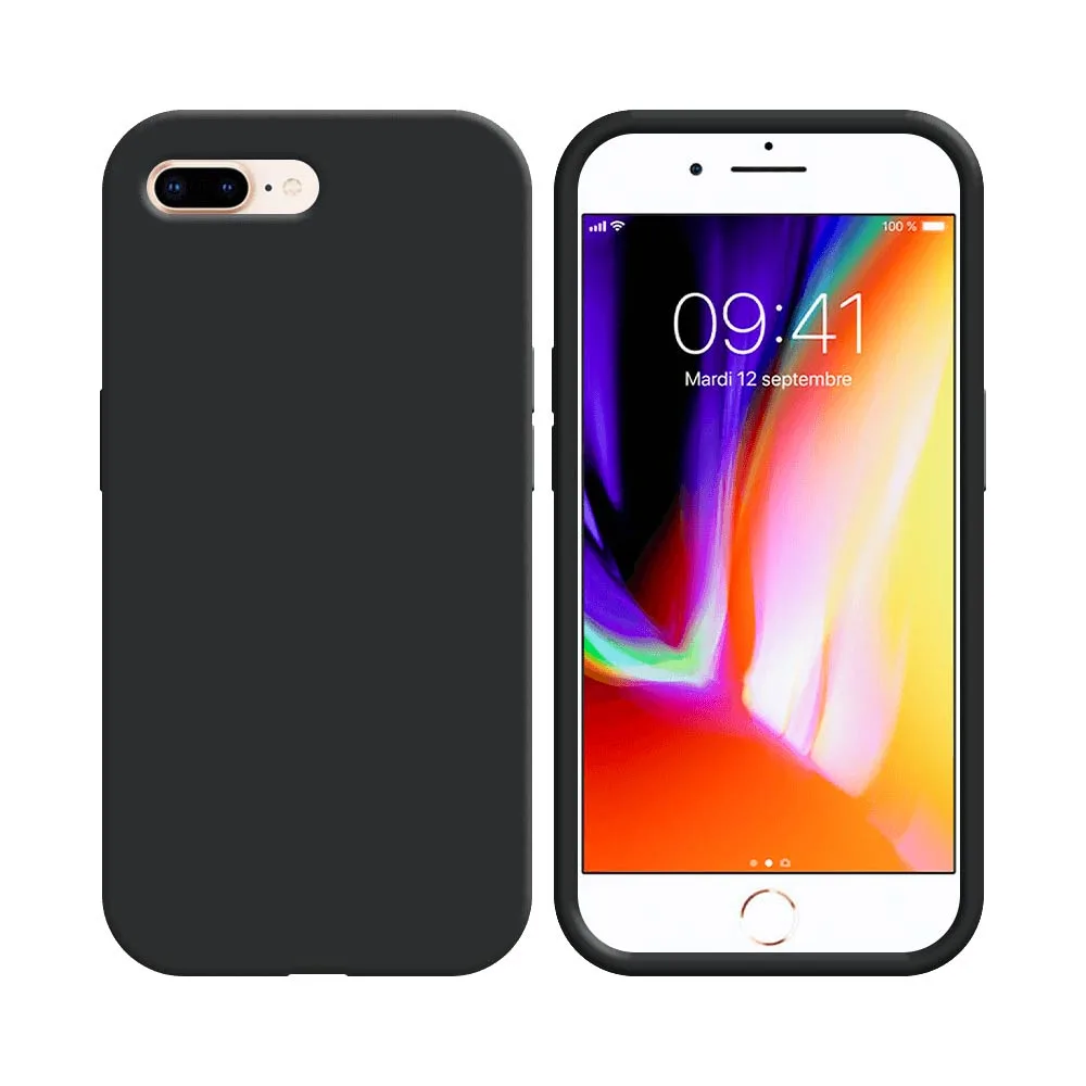Coque Silicone Compatible pour Apple iPhone 7 Plus & 8 Plus Noir