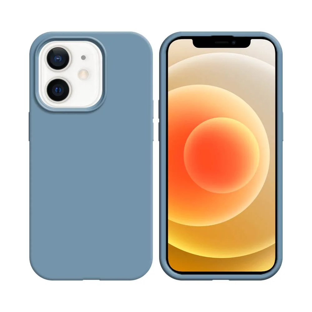 Coque Silicone Compatible pour Apple iPhone 12 Mini Bleu Acier
