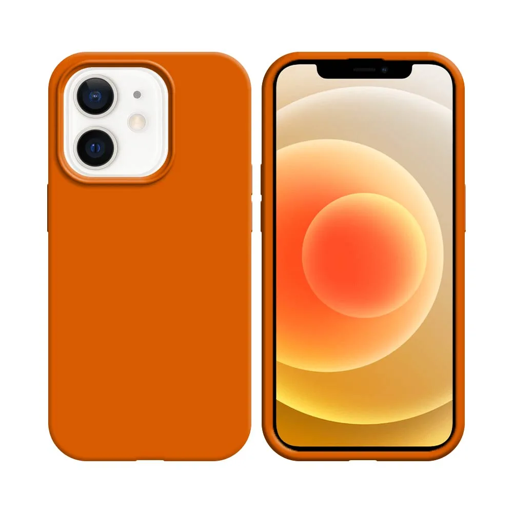 Coque Silicone Compatible pour Apple iPhone 12 Mini Orange