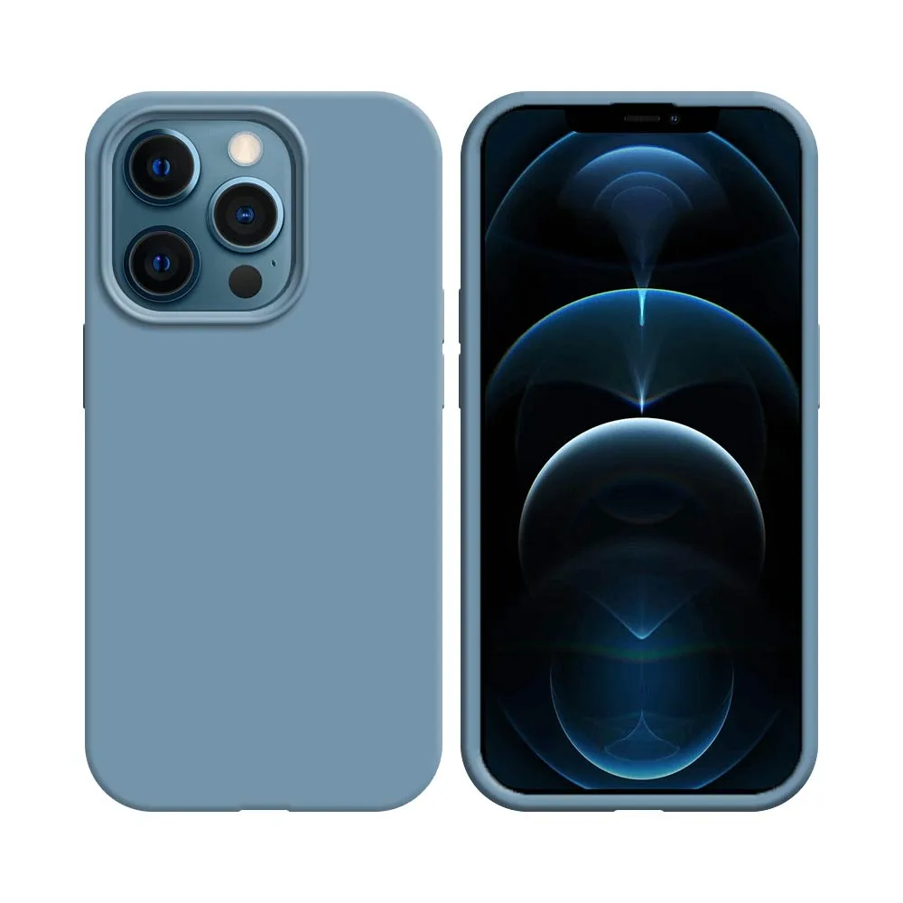 Coque Silicone Compatible pour Apple iPhone 12 & 12 Pro Bleu Acier — vue 2