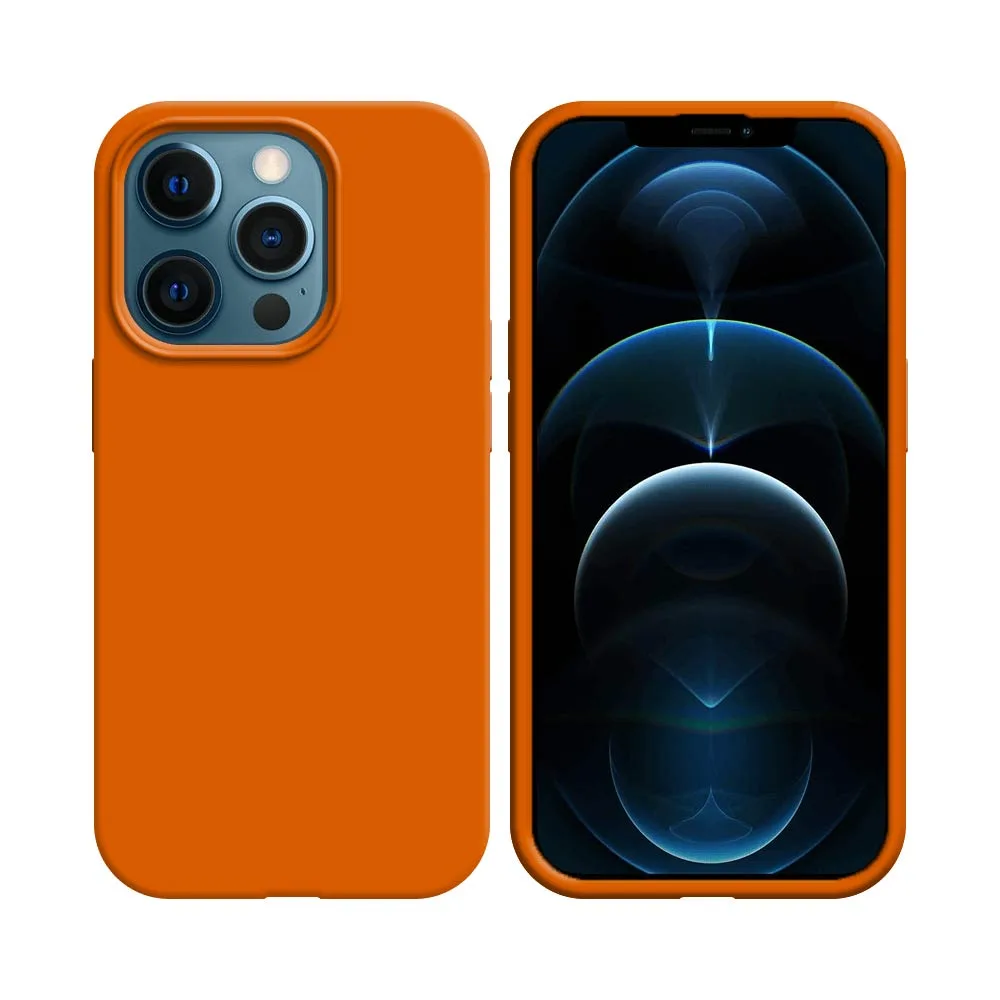 Coque Silicone Compatible pour Apple iPhone 12 & 12 Pro Orange