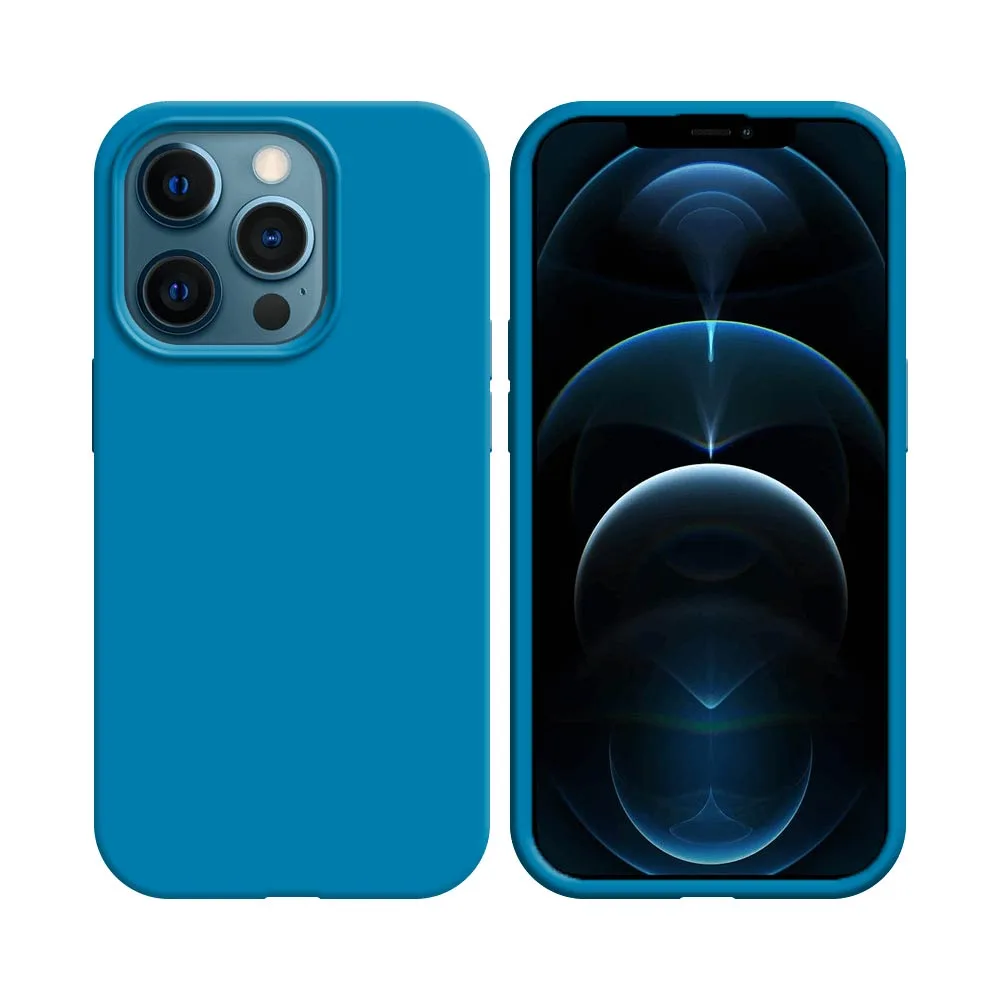 Coque Silicone Compatible pour Apple iPhone 12 & 12 Pro Bleu Ciel