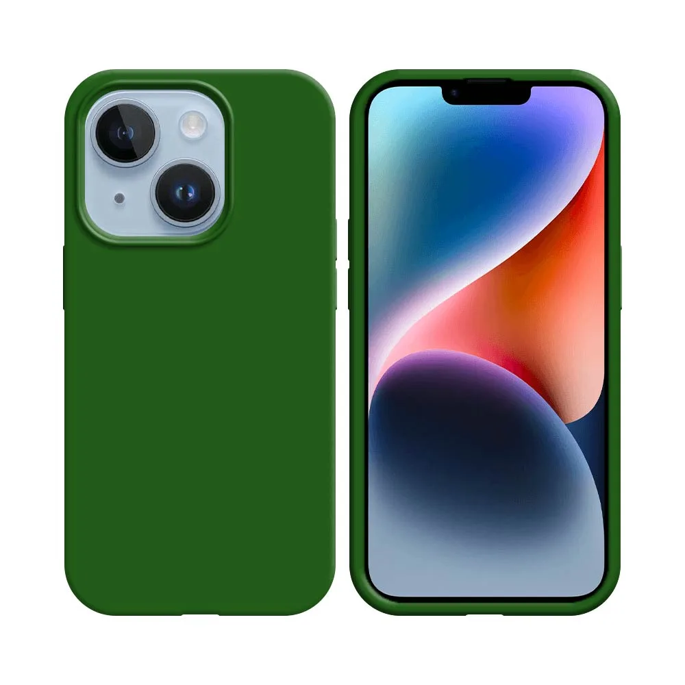 Coque Silicone Compatible pour Apple iPhone 14 Vert Foncé — vue 2