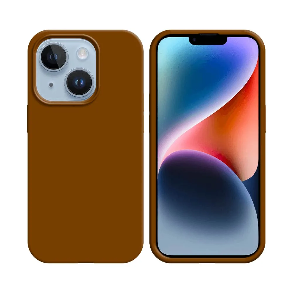 Coque Silicone Compatible pour Apple iPhone 14 Plus Marron