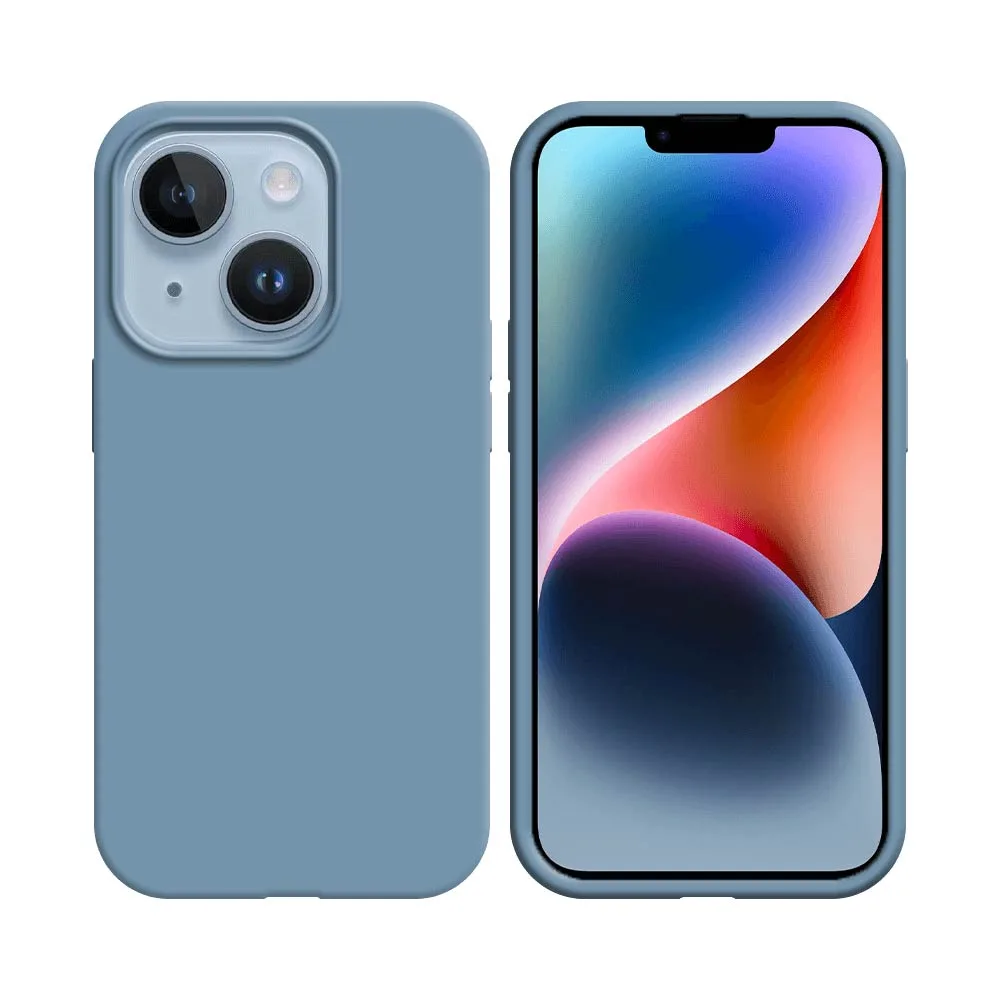 Coque Silicone Compatible pour Apple iPhone 14 Plus Bleu Acier