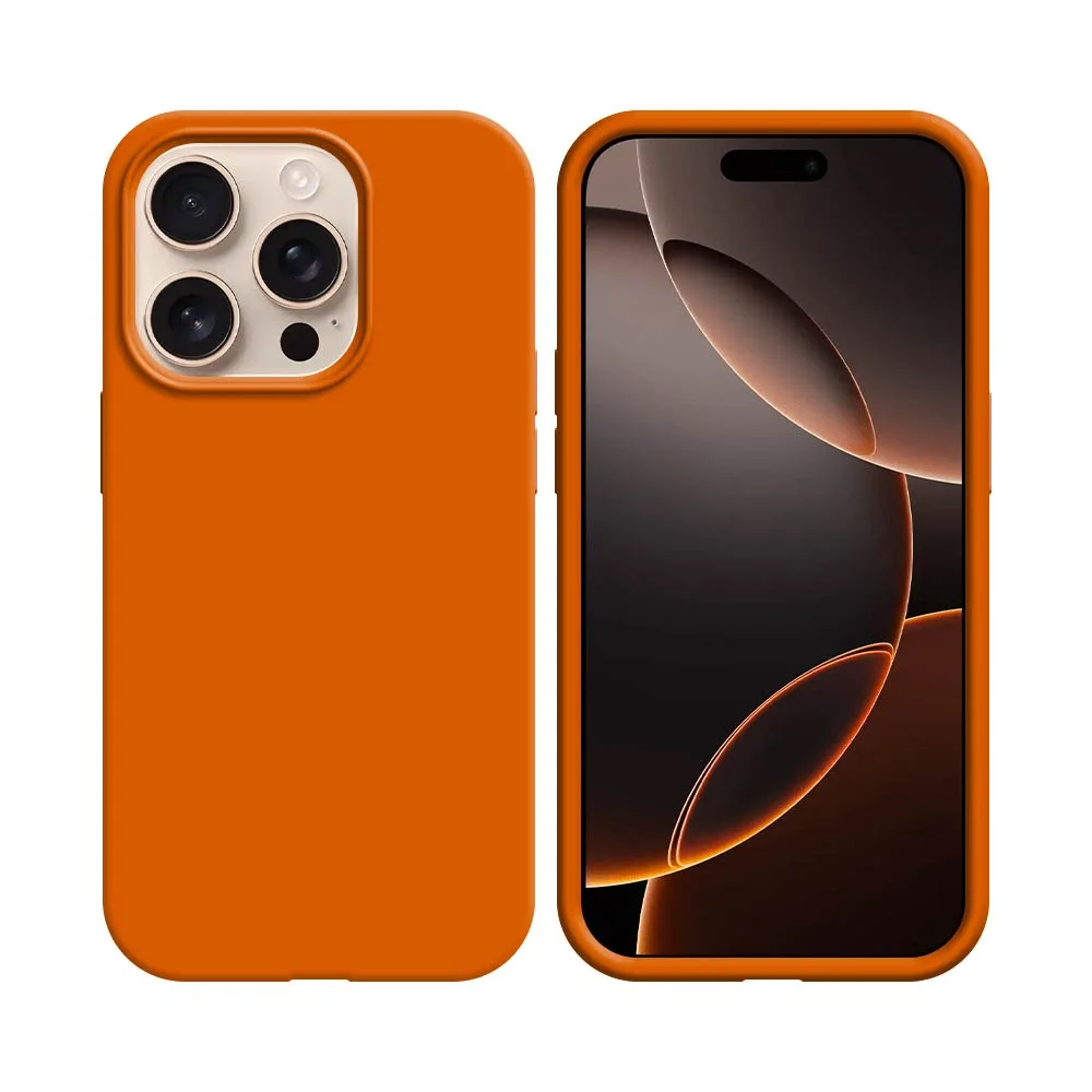 Coque Silicone Compatible pour Apple iPhone 16 Pro Max Orange