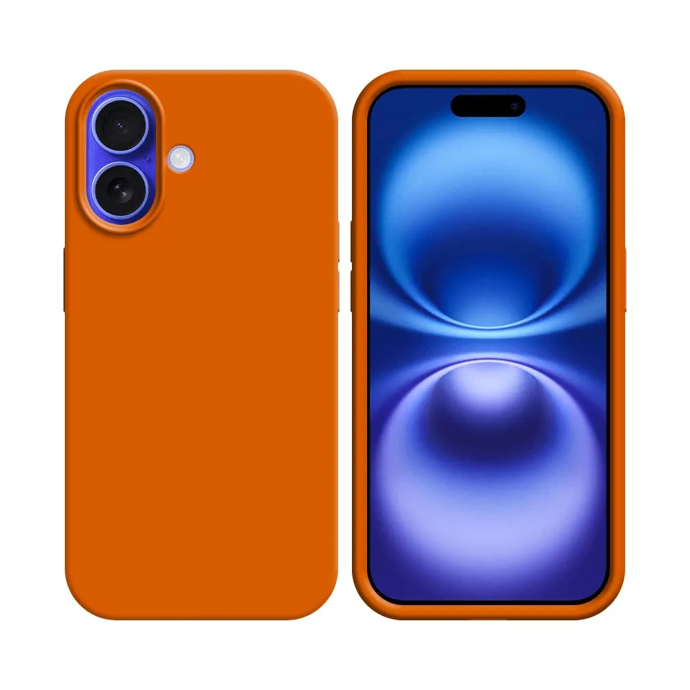 Coque Silicone Compatible pour Apple iPhone 16 Orange