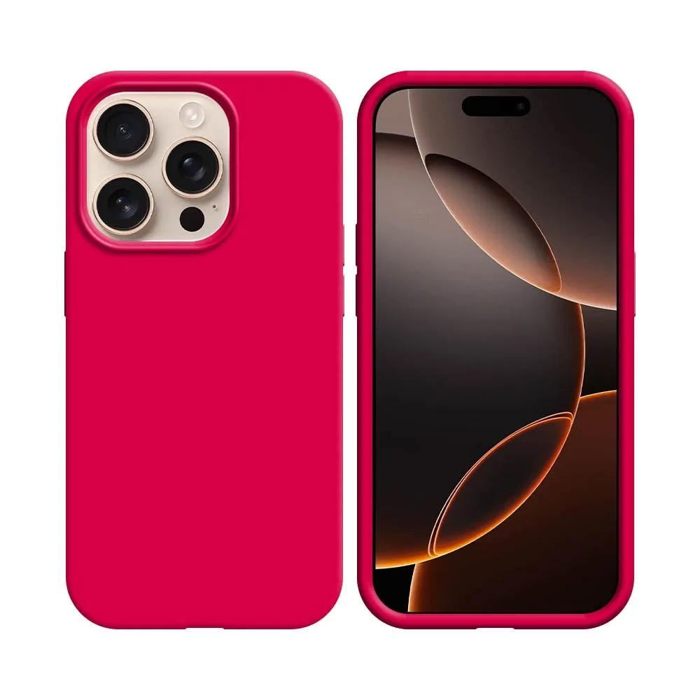 Coque Silicone Compatible pour Apple iPhone 16 Pro Rose Vif