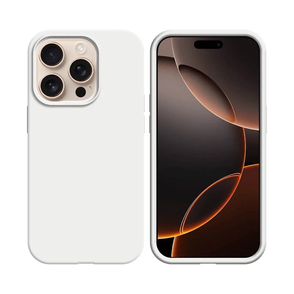 Coque Silicone Compatible pour Apple iPhone 16 Pro Blanc