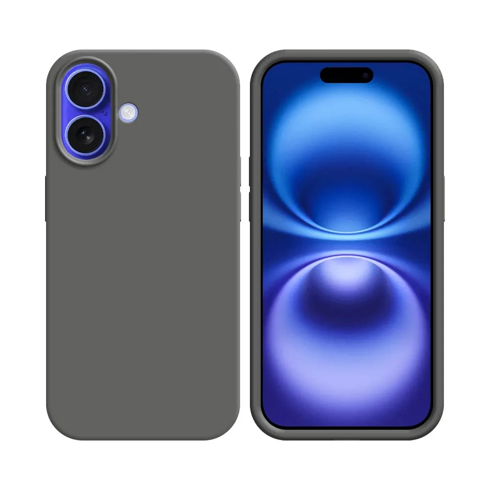 Coque Silicone Compatible pour Apple iPhone 16 Gris Foncé