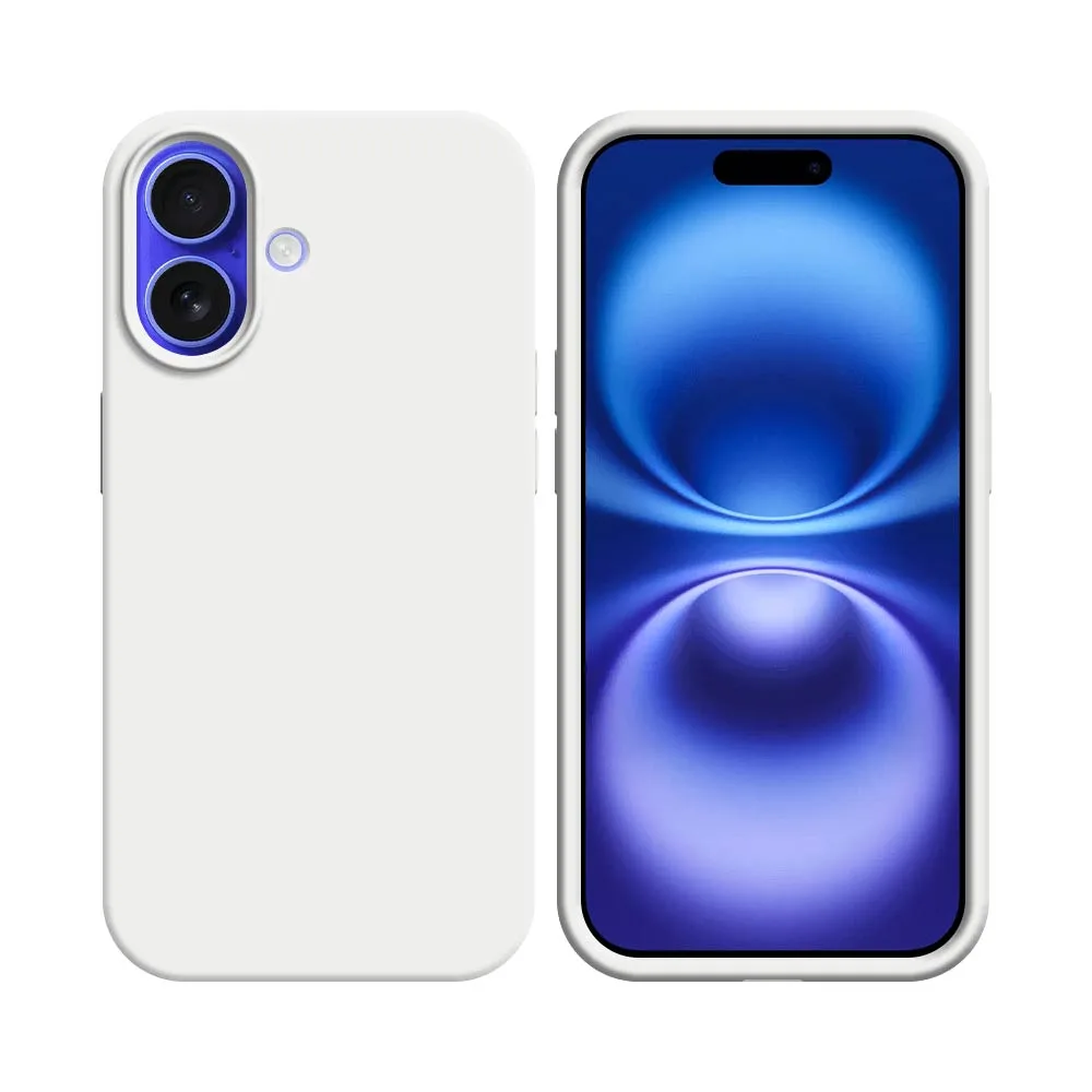 Coque Silicone Compatible pour Apple iPhone 16 Plus Blanc