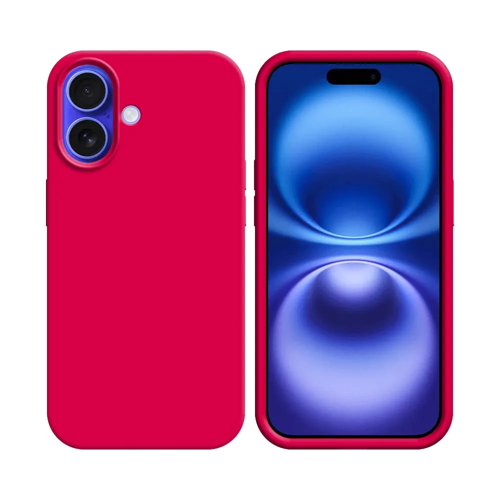 Coque Silicone Compatible pour Apple iPhone 16 Plus Rose Vif